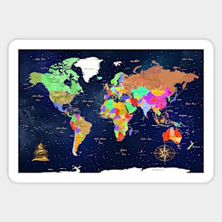 World Map Navy Blue Art Sticker